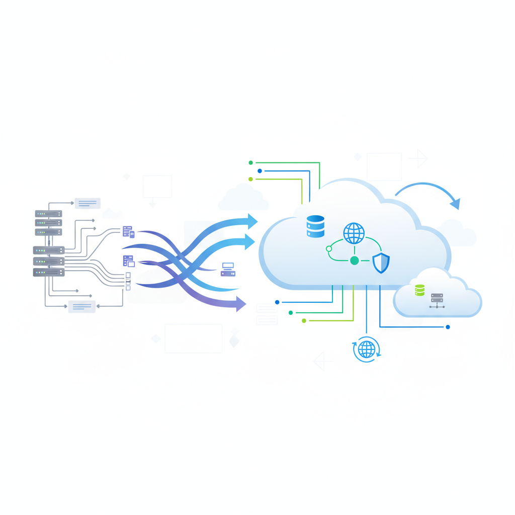 Illustration Cloud-Services und Migration