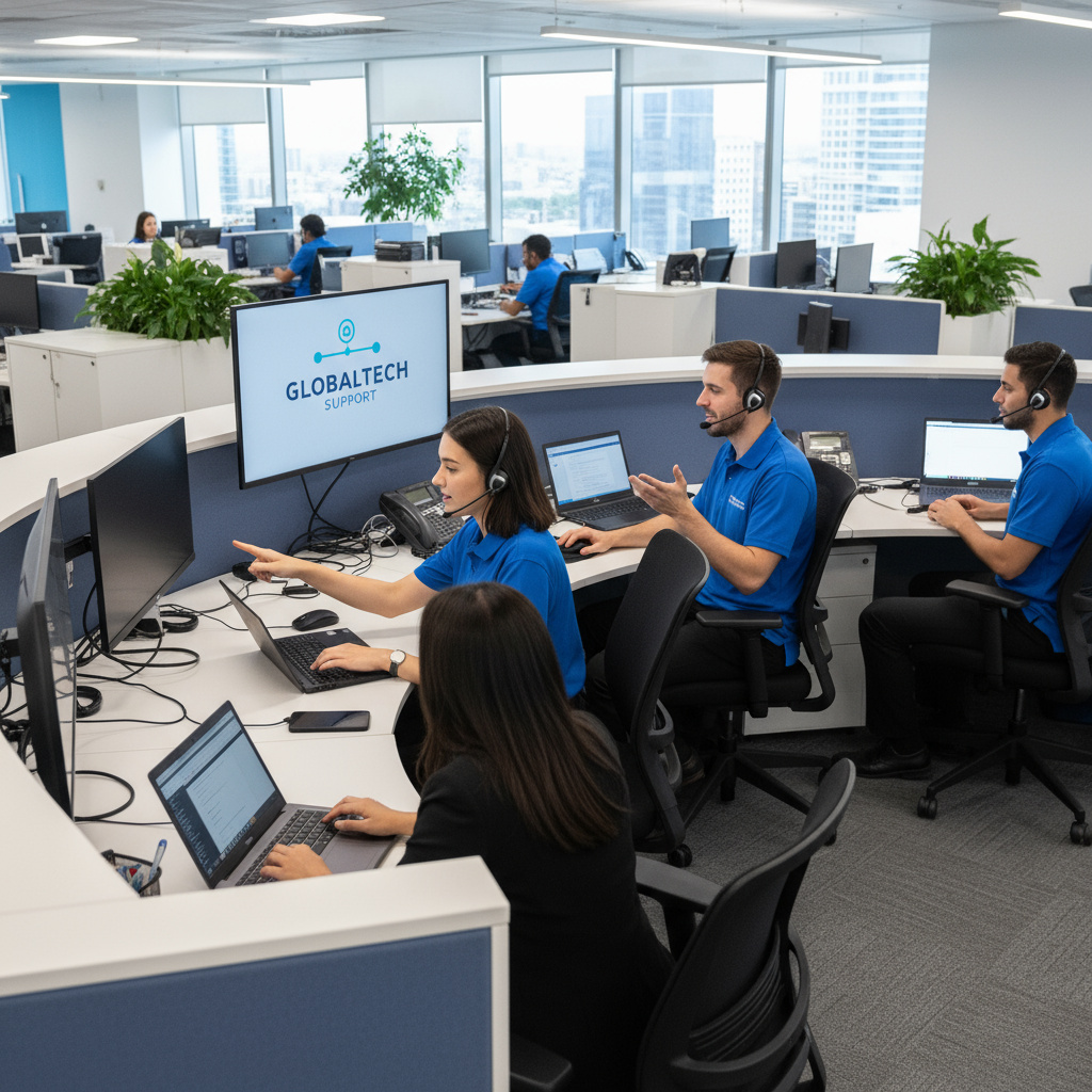 IT-Helpdesk Team am Arbeitsplatz